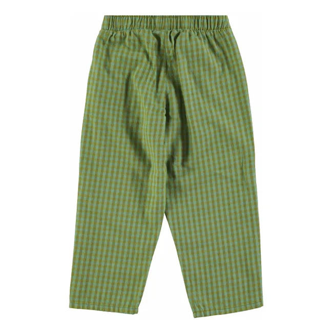 Pantalon Carreaux Coton Bio | Vert