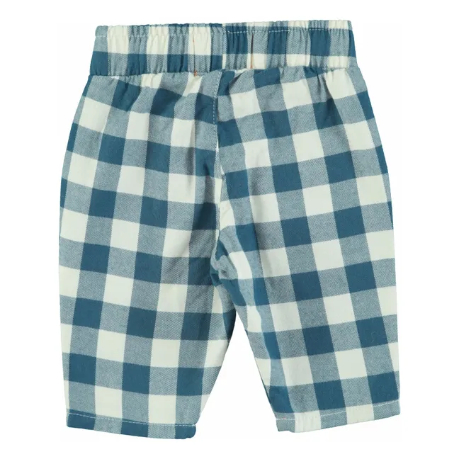 Pantalon Carreaux Coton Bio | Bleu