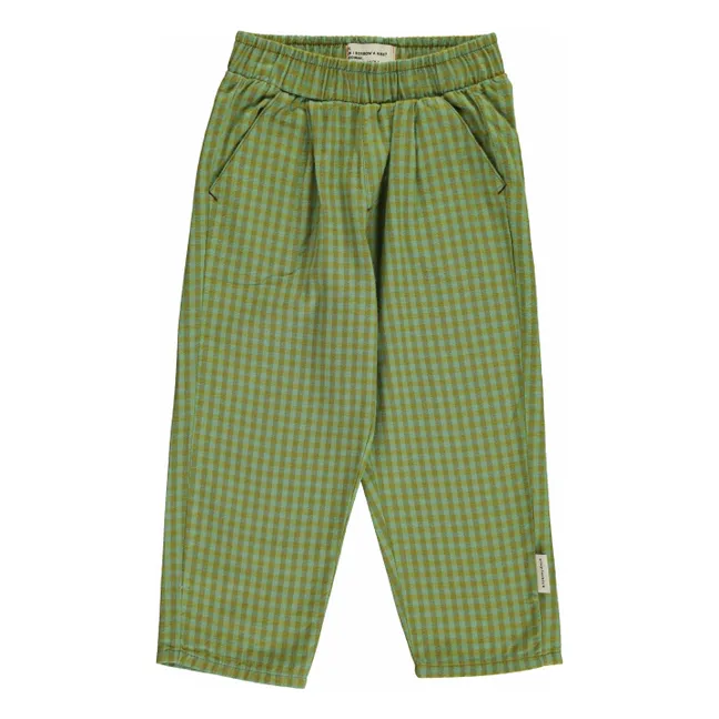 Pantalon Carreaux Coton Bio | Vert