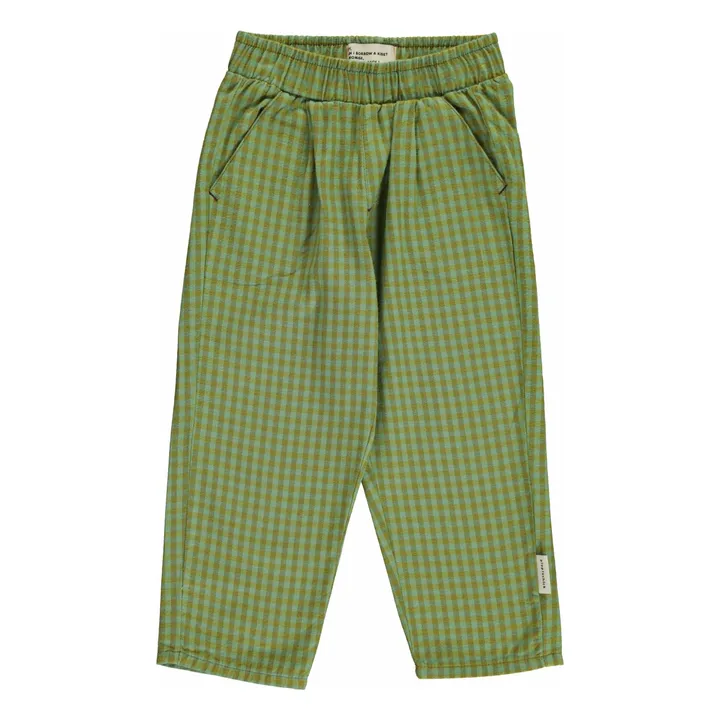 Pantalón a cuadros de algodón orgánico | Verde- Imagen del producto n°0
