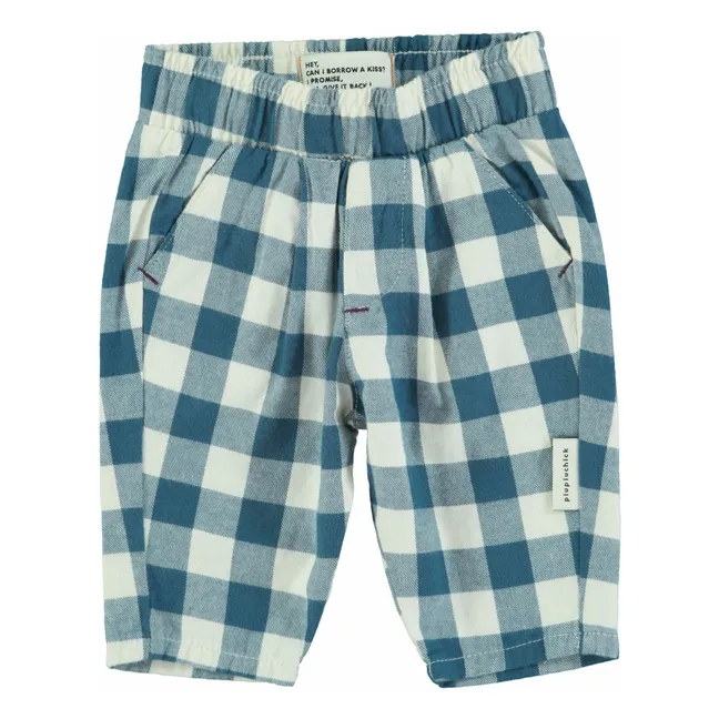 Pantalon Carreaux Coton Bio | Bleu