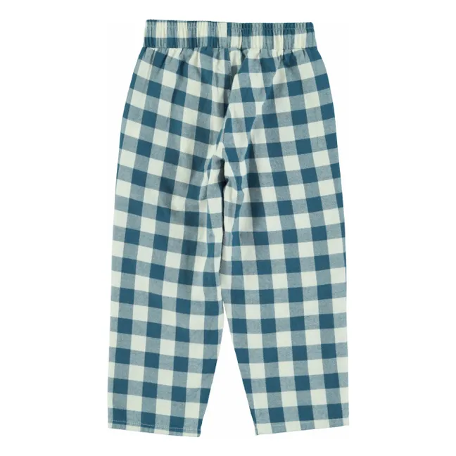 Pantalon Carreaux Coton Bio | Bleu