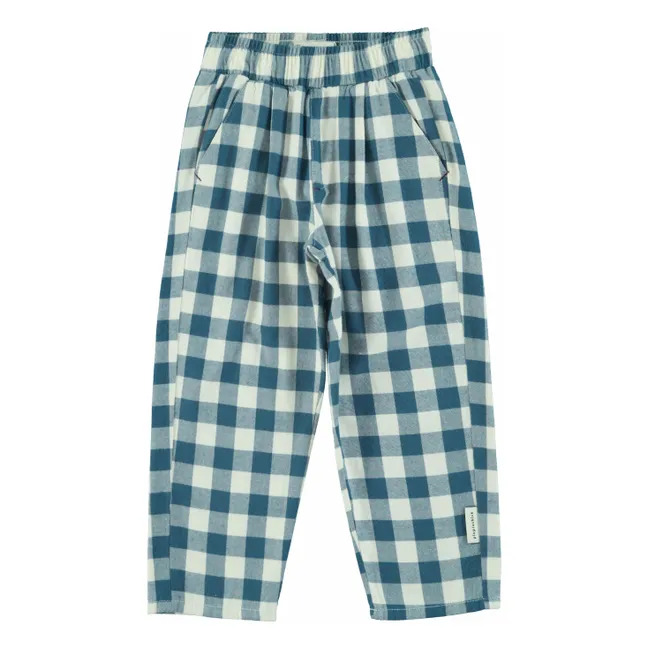Pantalon Carreaux Coton Bio | Bleu