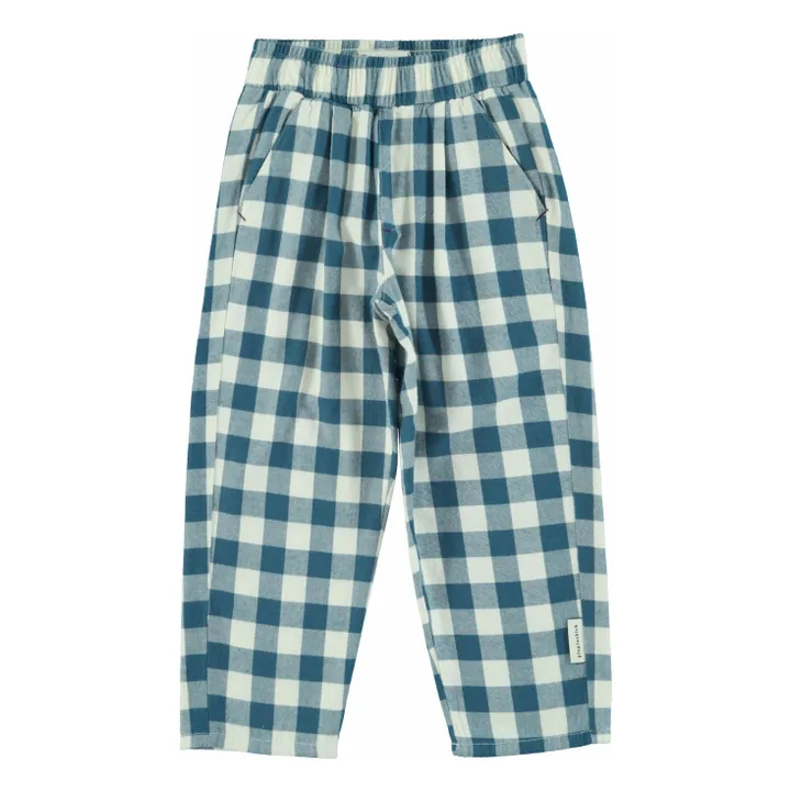 Pantalon Carreaux Coton Bio | Bleu- Image produit n°0