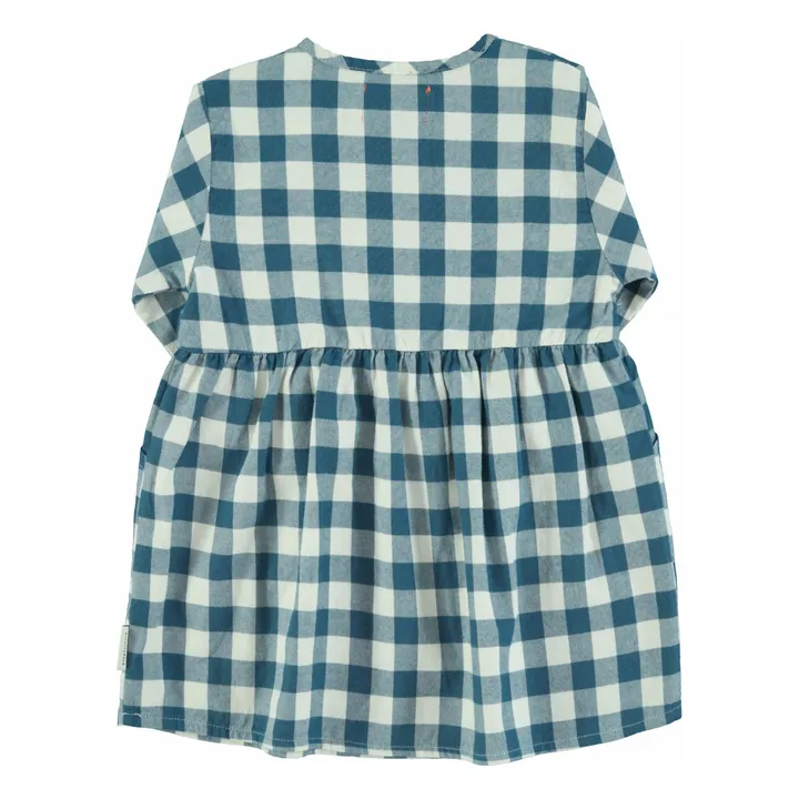 Vestido a cuadros de algodón orgánico | Azul- Imagen del producto n°3