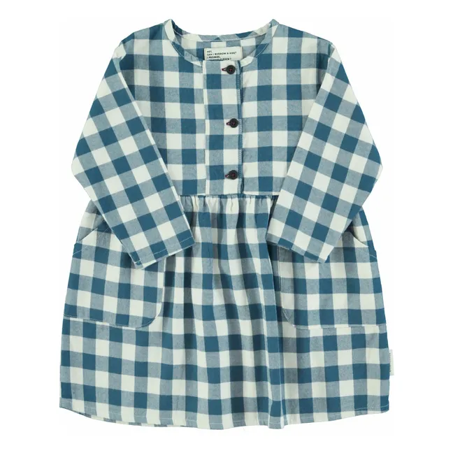 Robe Carreaux Coton Bio | Bleu