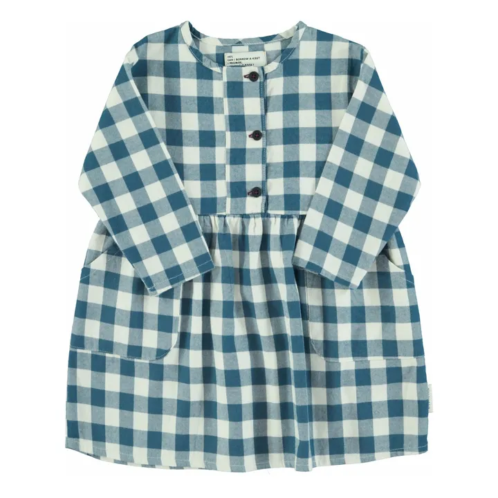 Robe Carreaux Coton Bio | Bleu- Image produit n°0