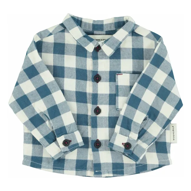 Chemise Carreaux Coton Bio | Bleu