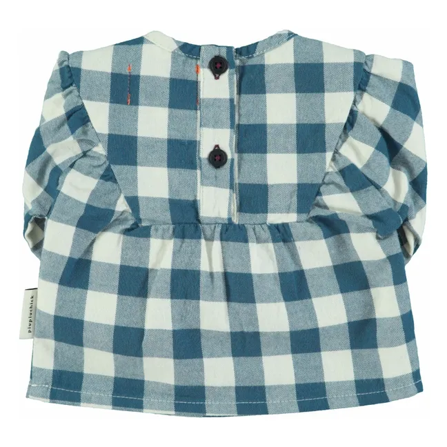 Blouse Carreaux Coton Bio | Bleu