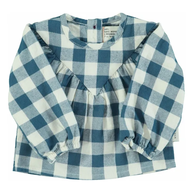 Blouse Carreaux Coton Bio | Bleu