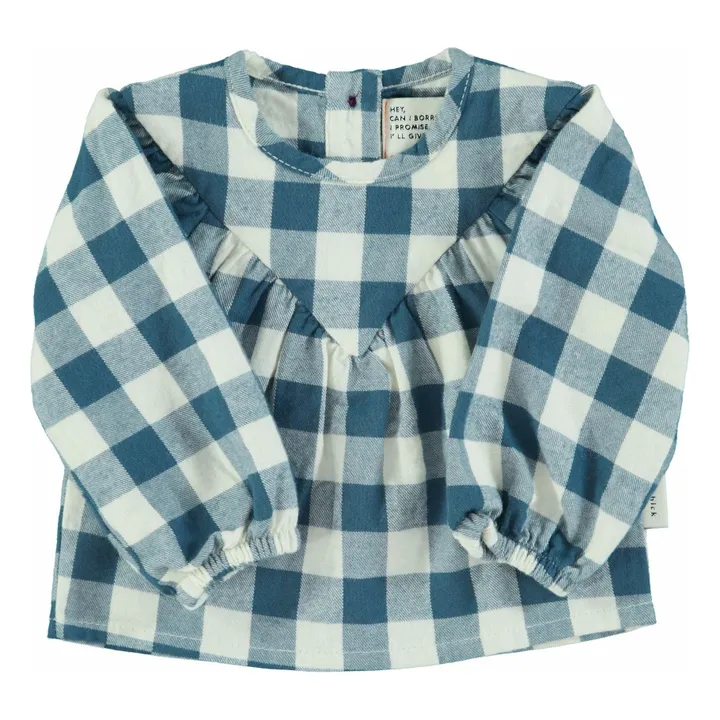 Blouse Carreaux Coton Bio | Bleu- Image produit n°4