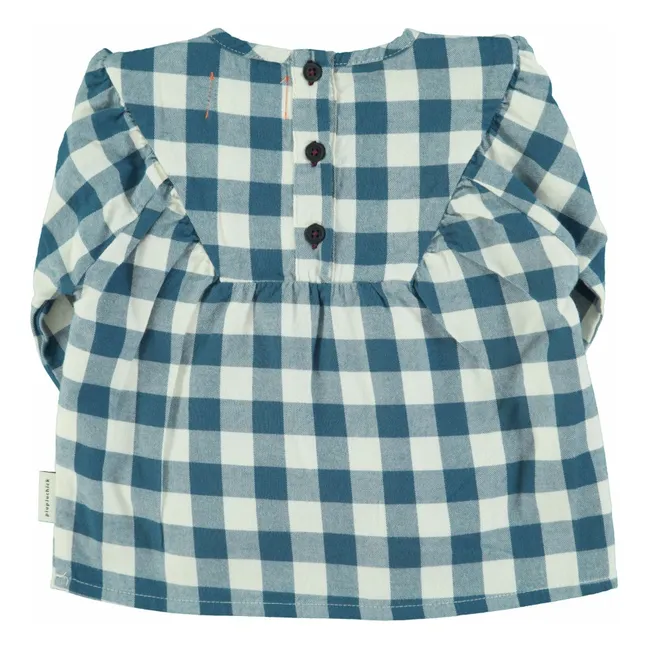 Blouse Carreaux Coton Bio | Bleu