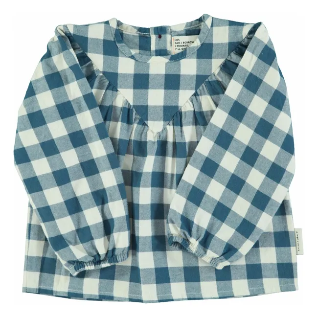 Blouse Carreaux Coton Bio | Bleu