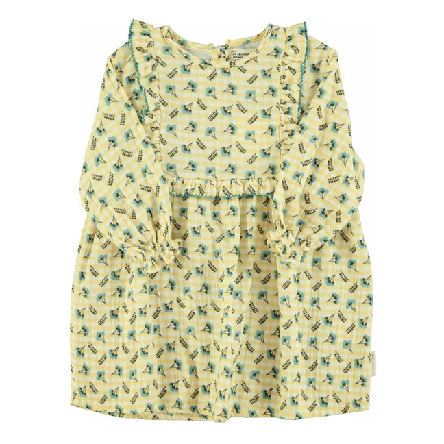Robe Plastron Fleurs | Jaune