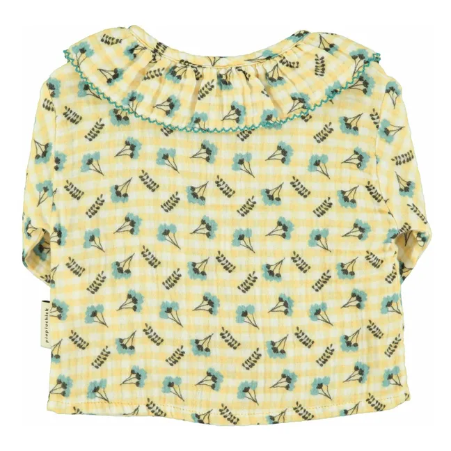 Blouse Col Claudine Fleurs | Jaune