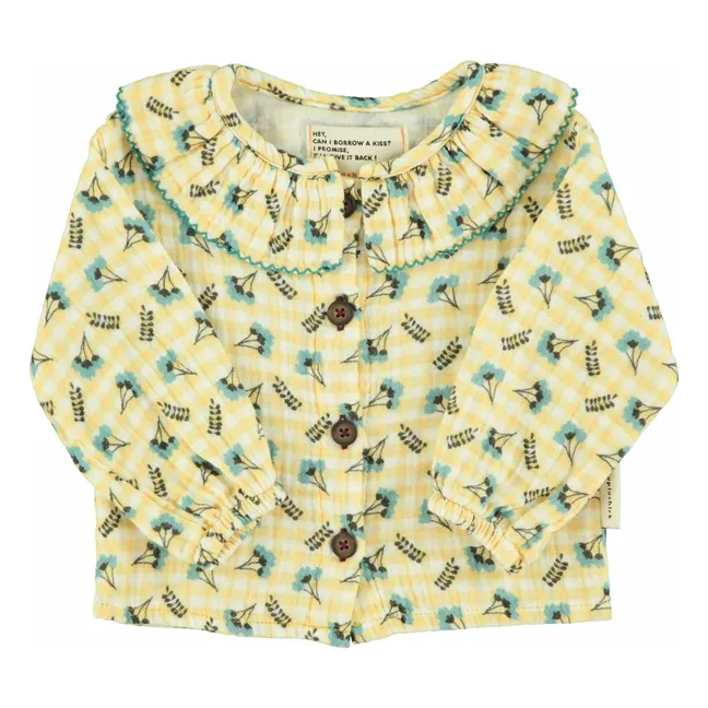Blouse Col Claudine Fleurs | Jaune