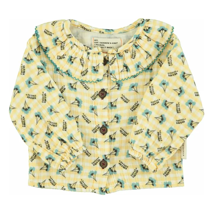 Blouse Col Claudine Fleurs | Jaune- Image produit n°4