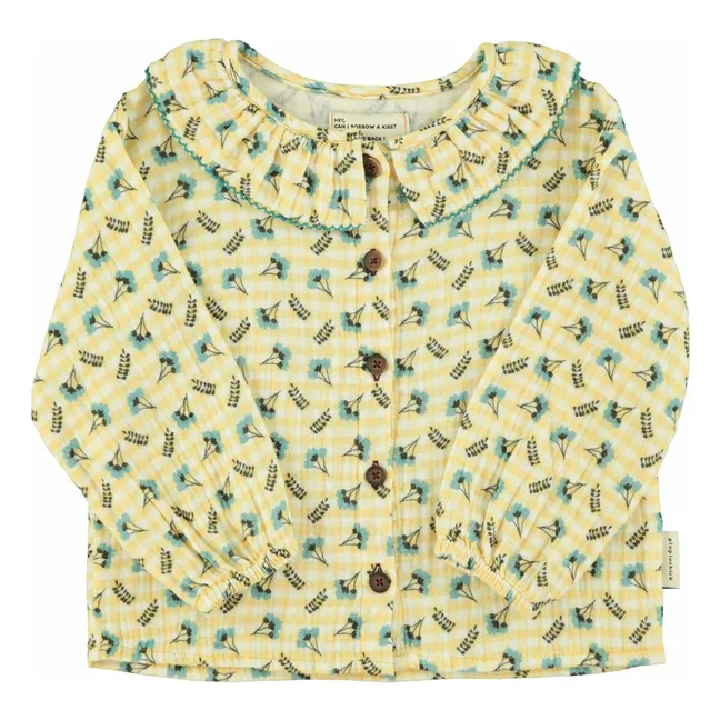Blouse Col Claudine Fleurs | Jaune