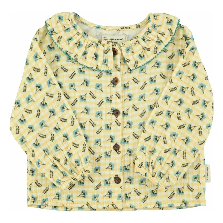Blouse Col Claudine Fleurs | Jaune- Image produit n°0