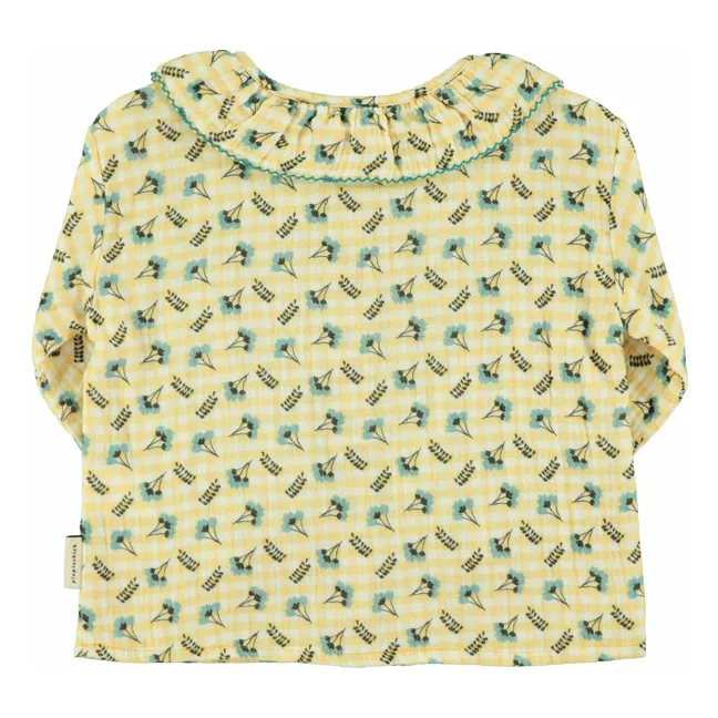 Blouse Col Claudine Fleurs | Jaune