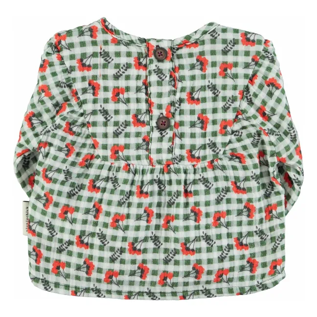 Blouse Carreaux Fleurs | Vert