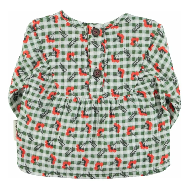 Blouse Carreaux Fleurs | Vert- Image produit n°6