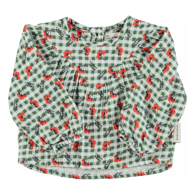 Blouse Carreaux Fleurs | Vert