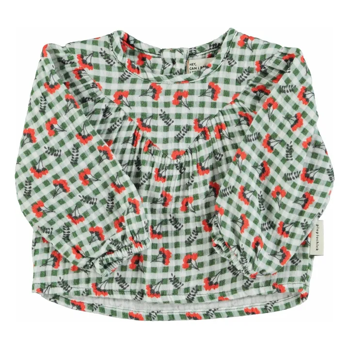 Blouse Carreaux Fleurs | Vert- Image produit n°4