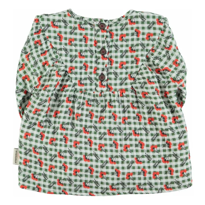 Blouse Carreaux Fleurs | Vert- Image produit n°3