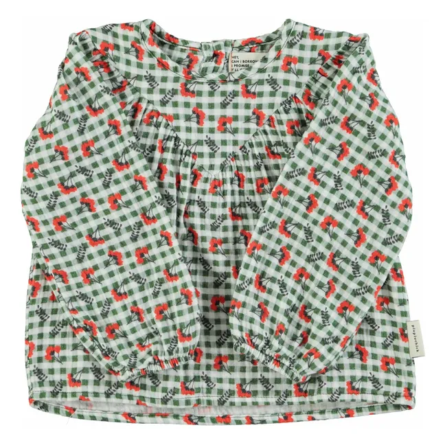 Blouse Carreaux Fleurs | Vert
