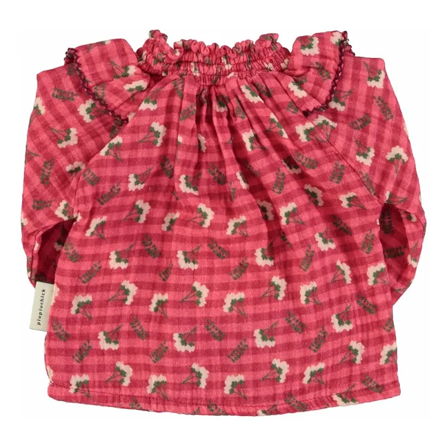 Blouse Col Froncé Fleurs | Rose