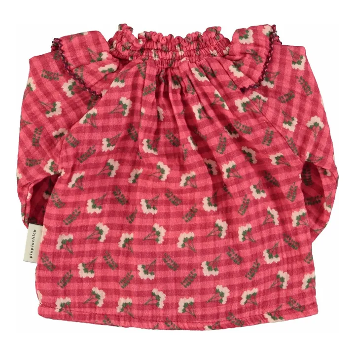 Blusa de flores con cuello fruncido | Rosa- Imagen del producto n°10