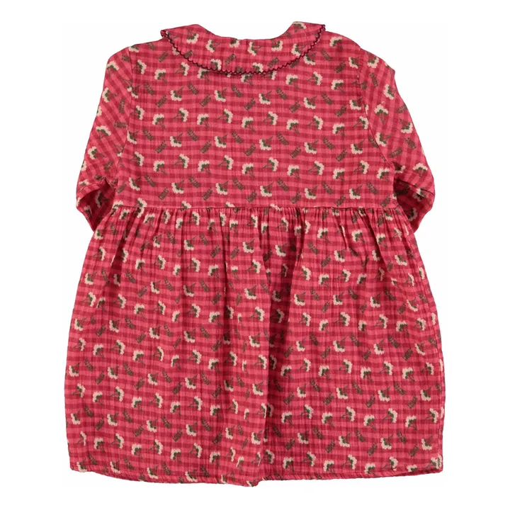 Vestido con cuello Claudine de flores | Rosa- Imagen del producto n°3