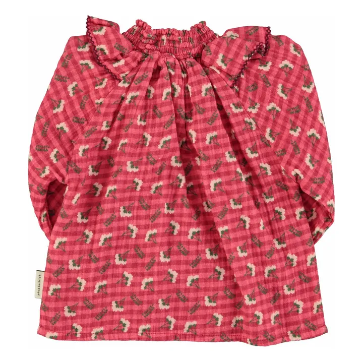 Blusa de flores con cuello fruncido | Rosa- Imagen del producto n°3