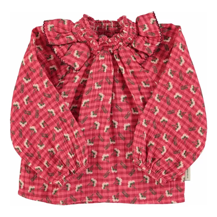 Blusa de flores con cuello fruncido | Rosa- Imagen del producto n°0