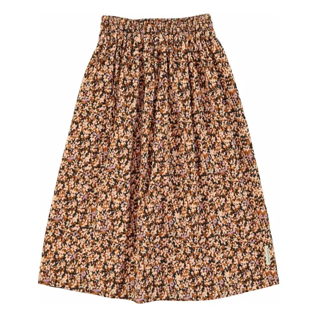 Long floral skirt | Black