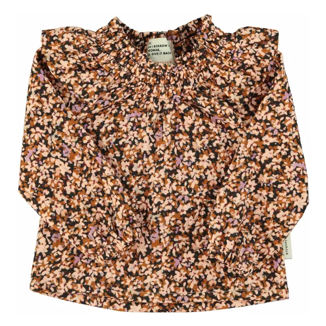 Blouse Volants Fleurie | Noir