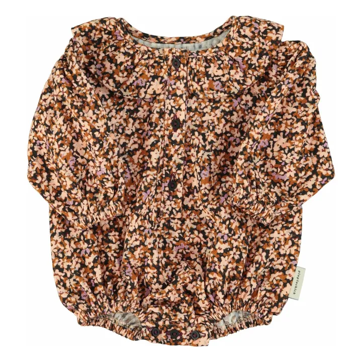 Barboteuse Col Claudine Fleurie | Noir- Image produit n°0