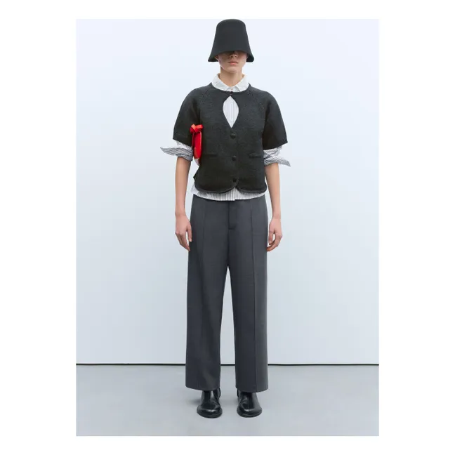 Cardigan Cut-Out Coton Recyclé | Gris anthracite