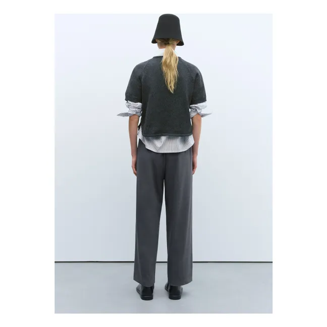 Cardigan con tagli in cotone riciclato | Grigio antracite