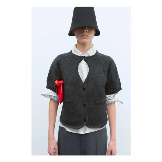 Cardigan Cut-Out Coton Recyclé | Gris anthracite