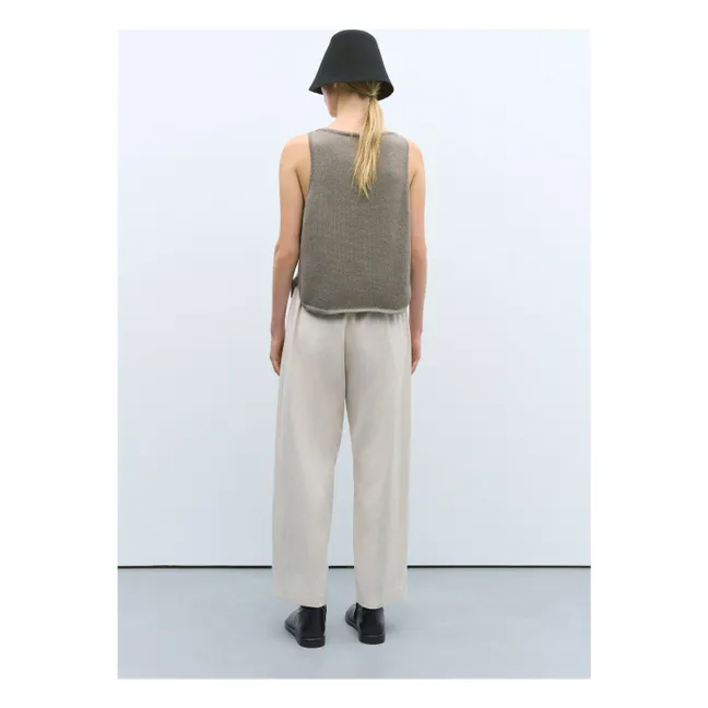 Gilet Sans Manches Col Bateau Coton Recyclé | Taupe