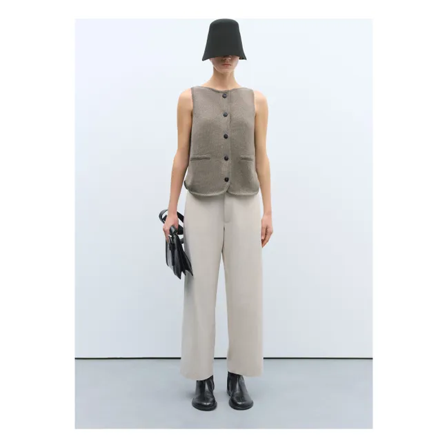 Gilet Sans Manches Col Bateau Coton Recyclé | Taupe