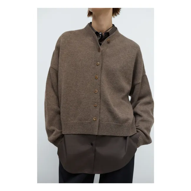 Cardigan Cuello Alto Lana Merino Extrafina | Topo