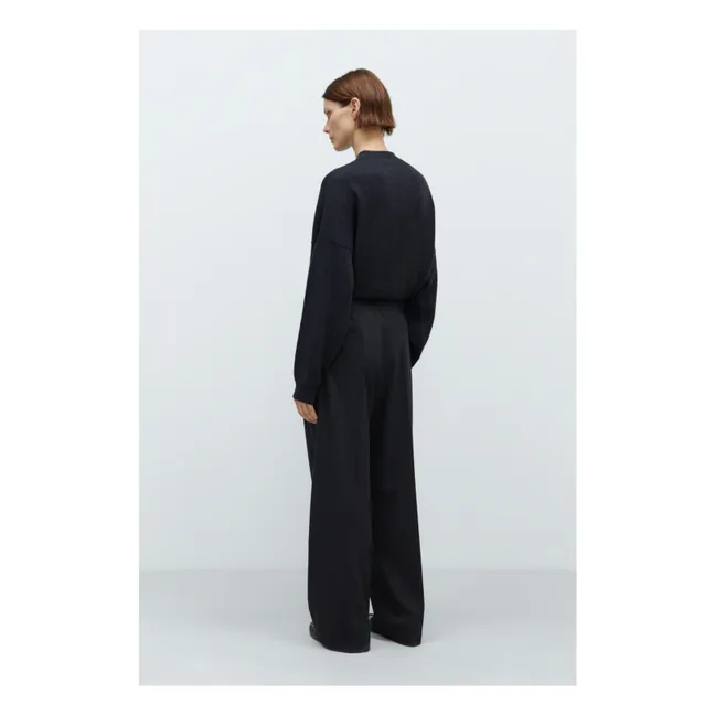 Relaxed Wool Elasticated Pants | Charcoal grey