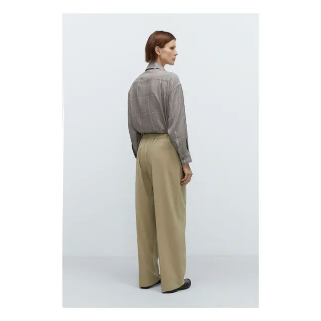Pantaloni elasticizzati rilassati in lana vergine | Olive