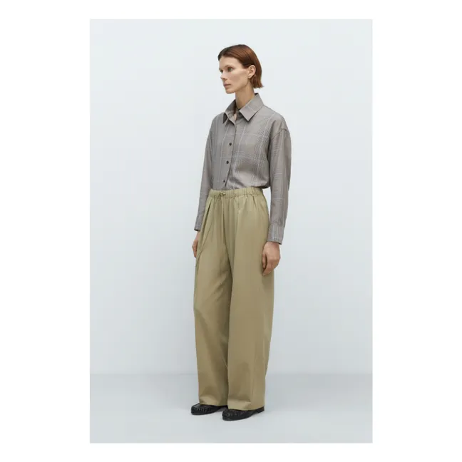 Pantalón relajado de lana con elástico | Olive