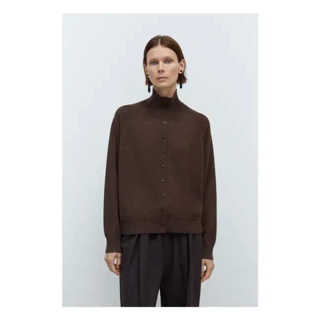 Pull Boutonné Laine Mérinos Extra Fine | Marron