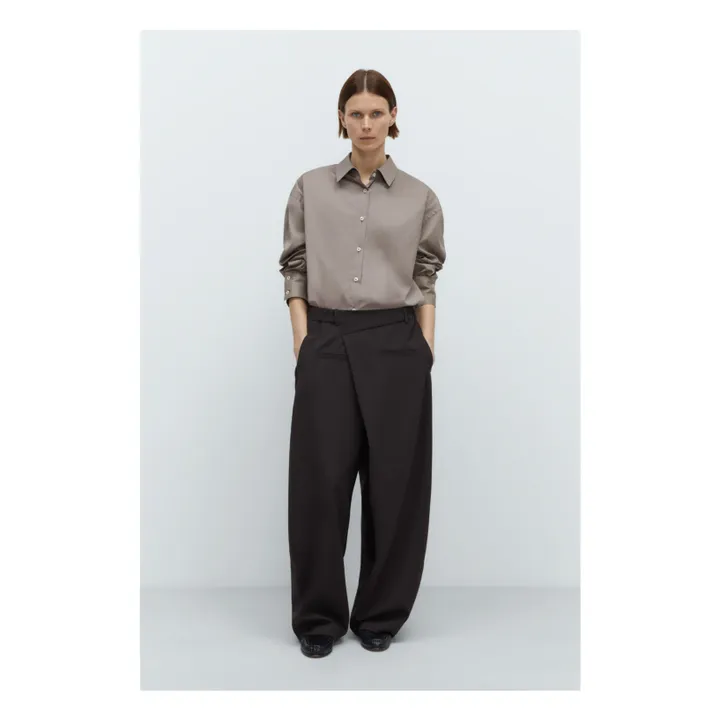 Pantalon Portefeuille Tailoring Laine Vierge | Marron- Image produit n°2
