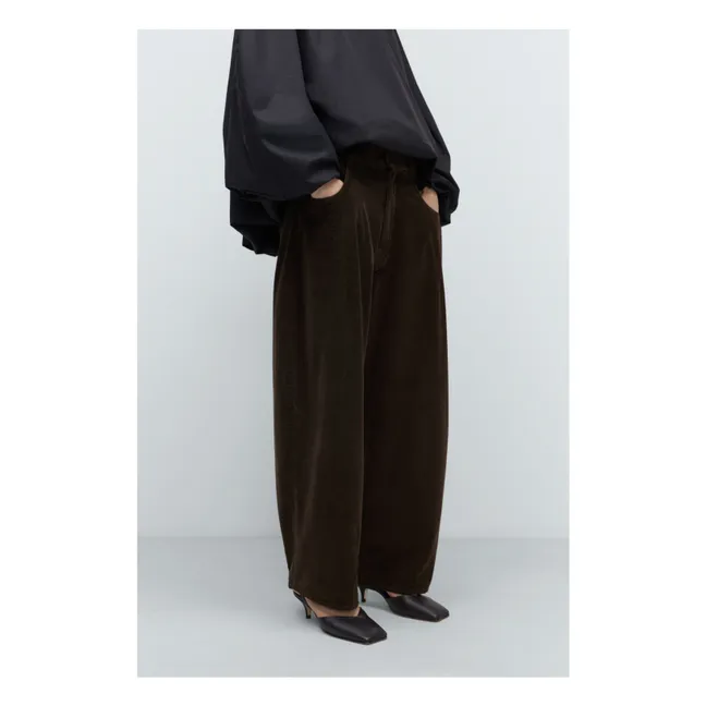 Pantalon Baggy Velours Côtelé | Marron